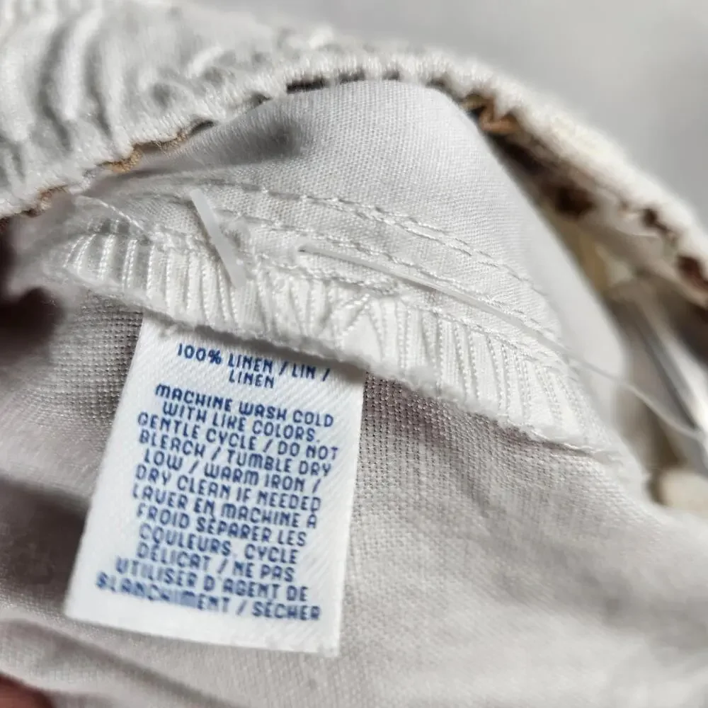 28 Palms 100% Linen Pants‎ Drawstring Waist Casual Summer Beach White XXL 34